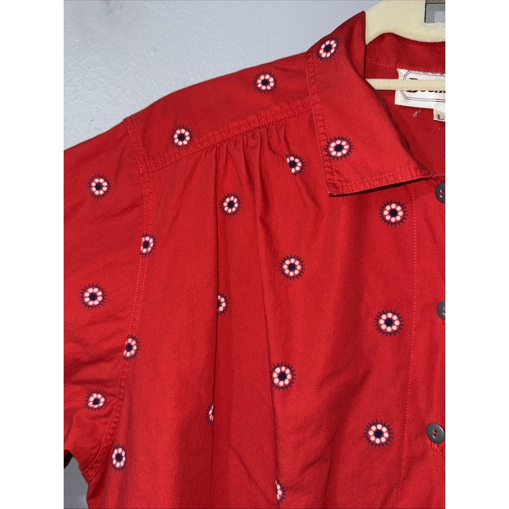 Vtg Bechamel Womens Shirt L Button Up Grannycore Boho Geometric "eye" Print Dot